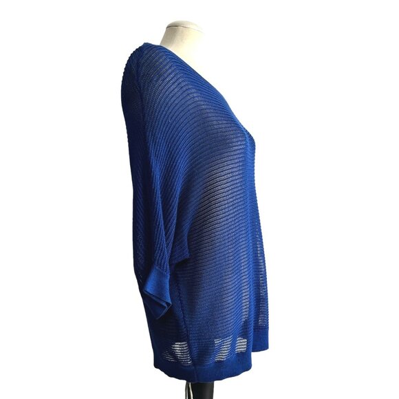 Apt9 Open Sparkly Knit Short Sleeve Round Neck Sweater Blouse Sz XL Womens Blue - Picture 10 of 10